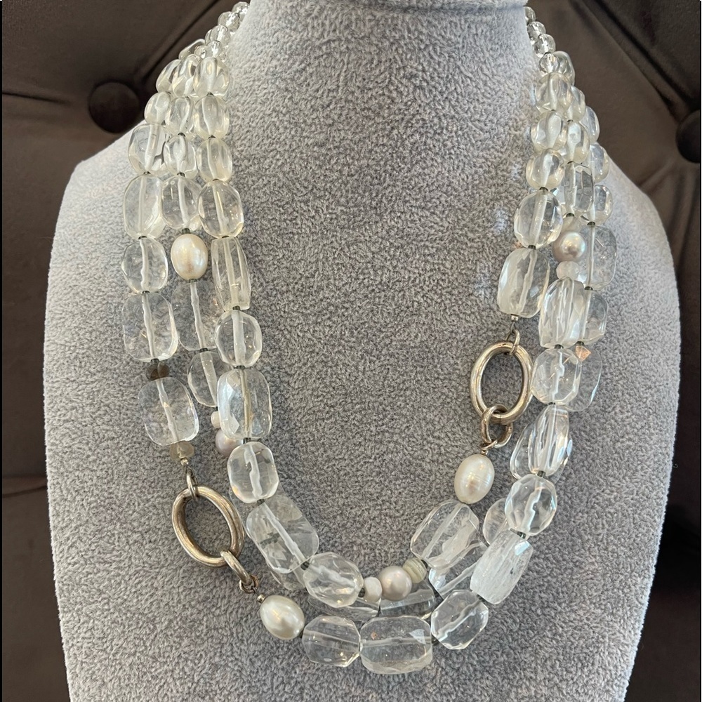 N1789 Retired Silpada Sterling Silver Quartz Pearl Whit Heat Necklace